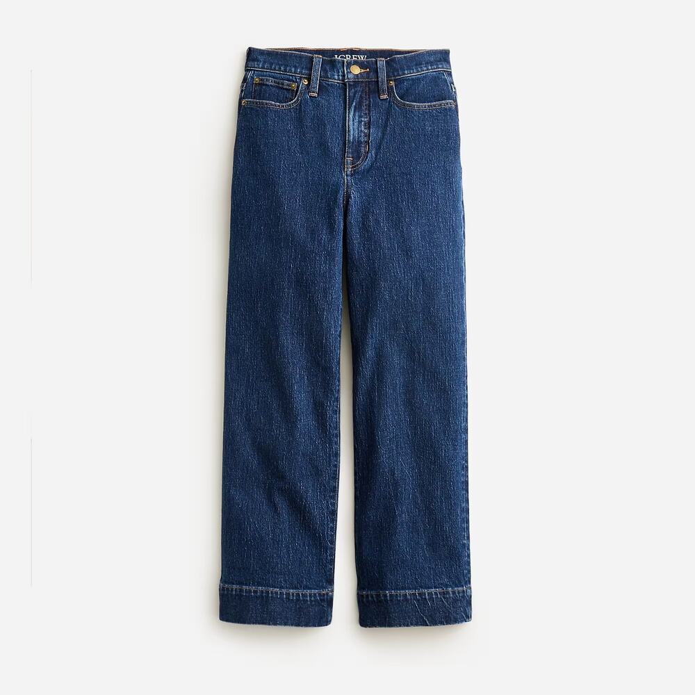 J. Crew Slim Wide Leg Jean in Brick Lane Wash Size 29 High Waist Dark Blue Denim